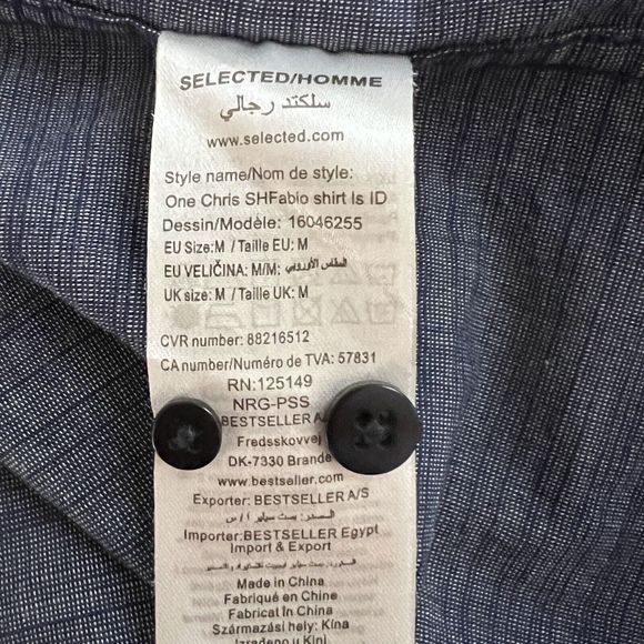 Selected Homme Shirt Men Medium Slim Blue Twill Button-up Classic Casual  Preppy - Picture 8 of 8